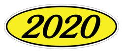 Option – Oval Year Window Sticker - 2020 BLACK on YELLOW - Qty. 12
