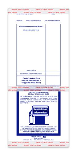 Option – Addendum Sticker - ADD-512 BLUE - Qty. 100