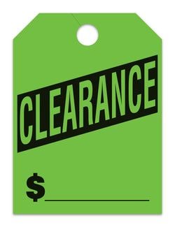 Hang Tags - Clearance - Large, Green - Qty. 50