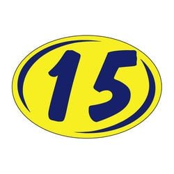 Option – Window Sticker - Rounds - Blue on Yellow - 2015 - Qty. 12