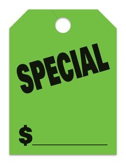 Hang Tags - Special - Large, Green - Qty. 50