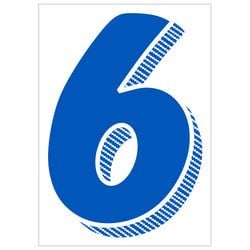 Window Sticker - 7 1/2" Blue/White #6 - Qty. 12