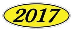 Oval Year Window Sticker - 2017 BLACK on YELLOW - Qty. 12