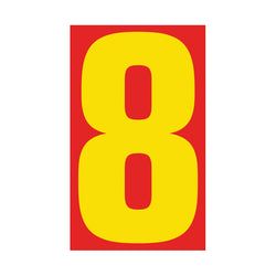 Window Sticker - 9 1/2" Red/Yellow #8 - Qty. 12
