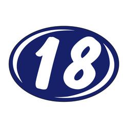 Option – Window Sticker - Rounds - White on Blue - 2018 - Qty. 12