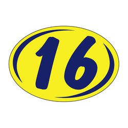 Option – Window Sticker - Rounds - Blue on Yellow - 2016 - Qty. 12