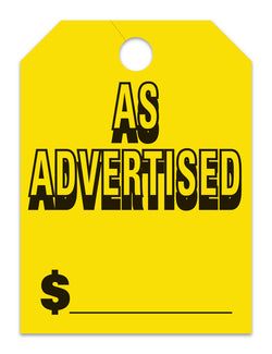 Hang Tags - As Advertised - Large, Yellow - Qty. 50