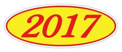 Option – Oval Year Window Sticker - 2017 RED on YELLOW - Qty. 12