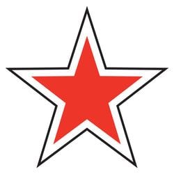 Window Sticker - Star - Red & White - 5" - Qty. 12