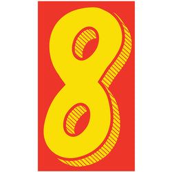 Window Sticker - 11 1/2" Yellow/Red #8 - Qty. 12