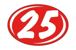 Option – Window Sticker - Rounds - White on Red - 2025 - Qty. 12