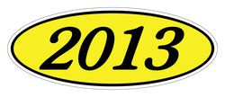 Option – Oval Year Window Sticker - 2013 BLACK on YELLOW - Qty. 12