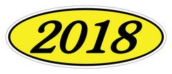 Option – Oval Year Window Sticker - 2018 BLACK on YELLOW - Qty. 12