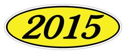 Option – Oval Year Window Sticker - 2015 BLACK on YELLOW - Qty. 12