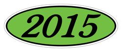 Option – Oval Year Window Sticker - 2015 BLACK on GREEN - Qty. 12