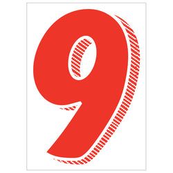 Window Sticker - 7 1/2" Red/White #9 - Qty. 12