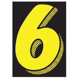 Window Sticker - 7 1/2" Yellow/Black #6 - Qty. 12