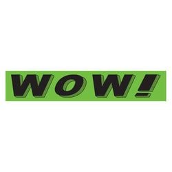 Flourescent Green & Black Slogan - Wow! - Qty. 12