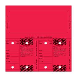Control-Tags - #226 - Qty. 125 Per Box With Rings - Red Blank