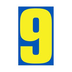 Window Sticker - 9 1/2" Blue/Yellow #9 - Qty. 12