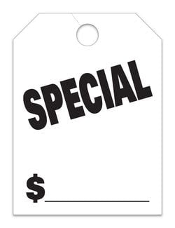Hang Tags - Special - Large, White - Qty. 50