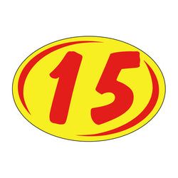 Option – Window Sticker - Rounds - Red on Yellow - 2015 - Qty. 12