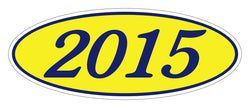 Oval Year Window Sticker - 2015 BLUE on YELLOW - Qty. 12