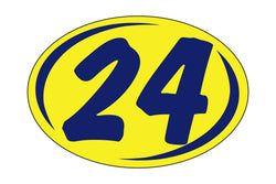 Option – Window Sticker - Rounds - Blue on Yellow - 2024 - Qty. 12