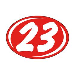 Option – Window Sticker - Rounds - White on Red - 2023 - Qty. 12