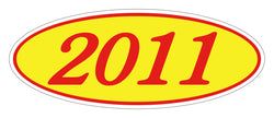 Oval Year Window Sticker - 2011 RED on YELLOW - Qty. 12