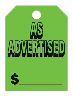 Hang Tags - As Advertised -  Large, Green - Qty. 50