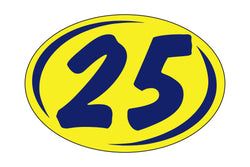 Option – Window Sticker - Rounds - Blue on Yellow - 2025 - Qty. 12