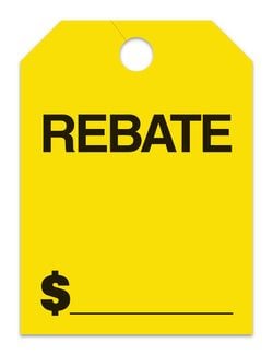 Hang Tags - Rebate - Large, Yellow - Qty. 50