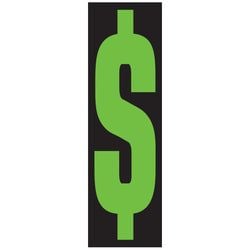 Window Sticker - 9 1/2" Fluor. Green/Black '$' - Qty. 12