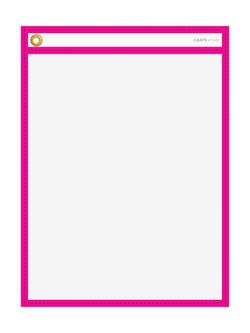 Option – WorkTicket Holder - Neon Pink - No Handle - Clear Front & Back- 10"" x 13""