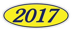 Option – Oval Year Window Sticker - 2017 BLUE on YELLOW - Qty. 12