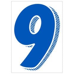 Window Sticker - 7 1/2" Blue/White #9 - Qty. 12