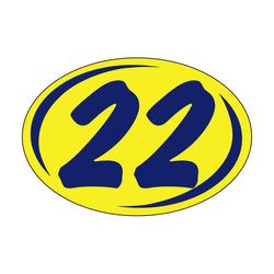 Option – Window Sticker - Rounds - Blue on Yellow - 2022 - Qty. 12