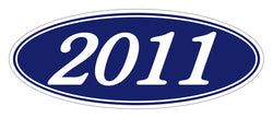 Option – Oval Year Window Sticker - 2011 WHITE on BLUE - Qty. 12