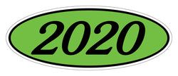 Option – Oval Year Window Sticker - 2020 BLACK on GREEN - Qty. 12