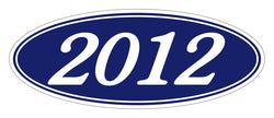 Option – Oval Year Window Sticker - 2012 WHITE on BLUE - Qty. 12