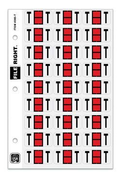Option – Color-Code Alphabet Letter T, Ring Book, Pkg. of 270 Labels