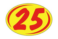 Option – Window Sticker - Rounds - Red on Yellow - 2025 - Qty. 12