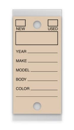 Self-Protect Key Tags - TAN #200 - 250 Per Box With Rings