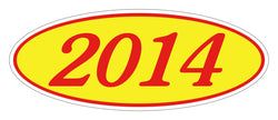 Option – Oval Year Window Sticker - 2014 RED on YELLOW - Qty. 12