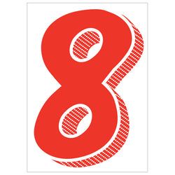 Window Sticker - 7 1/2" Red/White #8 - Qty. 12