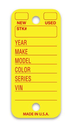 Option – Poly Tag Key Tag - YELLOW # 250 - 250 Per Box
