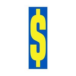 Window Sticker - 9 1/2" Blue/Yellow '$' - Qty. 12