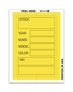 Option – Kleer-Bak Stock Sticker - YELLOW #400 - 100 per pack