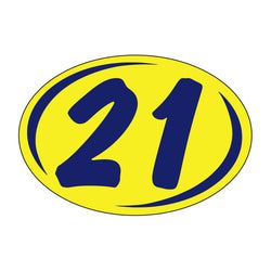 Option – Window Sticker - Rounds - Blue on Yellow - 2021 - Qty. 12
